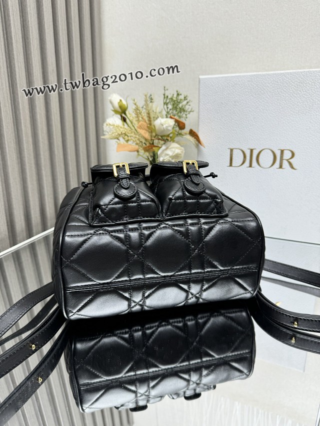 Dior专柜新款迪奥顶级原单Caro大号双肩背包黑色羊皮革超大藤格 djfk1071